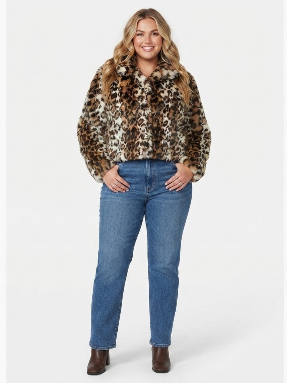 New! Torrid sz 1 Faux Fur‎ Leopard Cheetah Coat with Pockets 1X